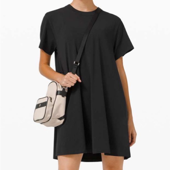 Like Brand New Lululemon All Yours Tee Dress Black Short Sleeve Swing Mini - Picture 1 of 12